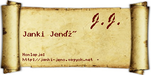 Janki Jenő névjegykártya